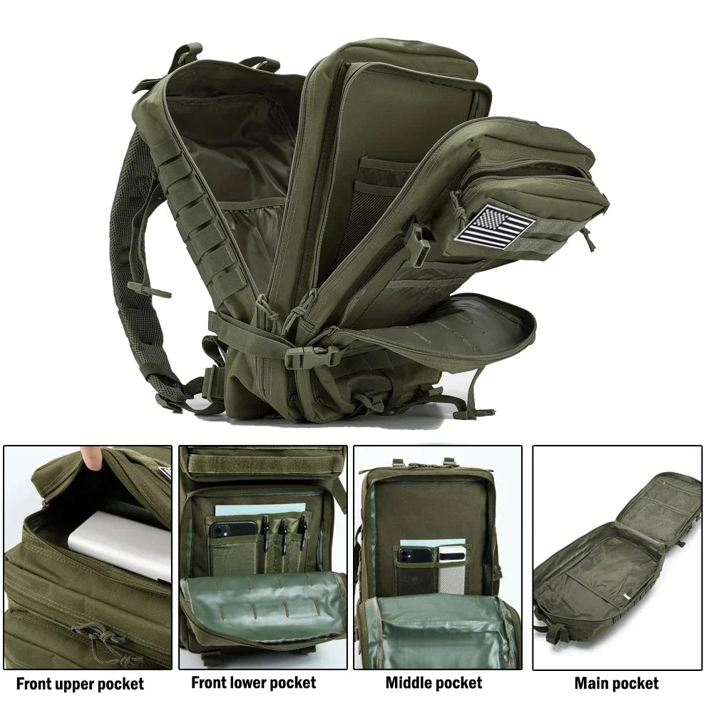 45L Tactical Backpack Large Capacity Outdoor Rucksack 3 Day Fitness Hiking Bag Hiking Camping Gear Backpacks