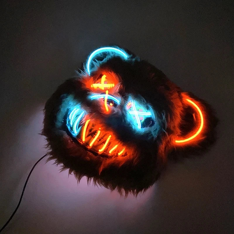 New Bloody Rabbit Bloody Bear Luminous Led Mask Halloween Horror Bunny Mask Carnival Party Cosplay Horror Dress Up Props Gifts