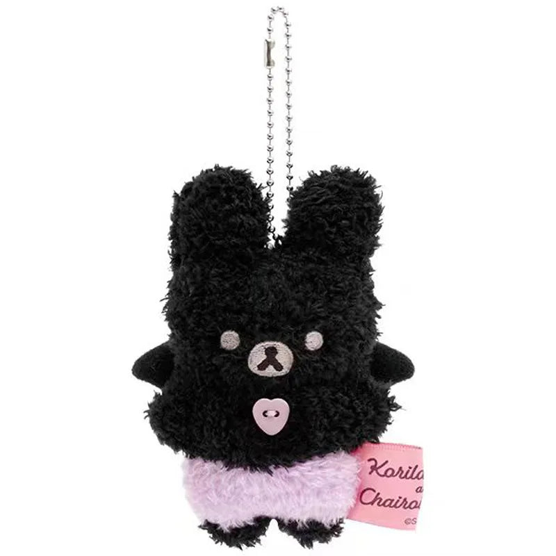 Kawaii Halloween Little Rilakkuma Plush Doll Keychains angel Pink bunny Devil relaxe Bear Sister Korilakkuma Bear Bag Pendant