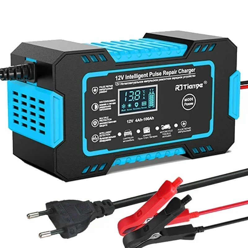 12V 6A Full Automatic Car Battery Charger Power Pulse Repair Chargers Wet Dry Lead Acid Battery Chargers Digital LCD Display