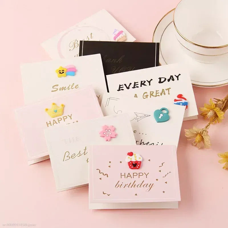 Color: Light Grey - Holiday greeting card Valentine's Day Qixi flower baking birthday thank you message greeting card Invitations Party Supplies