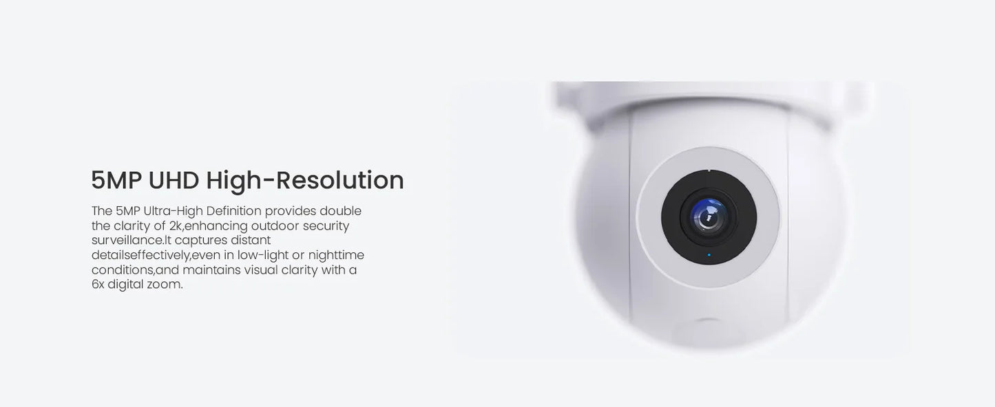 AOSU 5MP WiFi Camera Outdoor 360° View PTZ Smart Security Camera Auto Tracking 2-way Audio Wireless CCTV Camera Support Alex