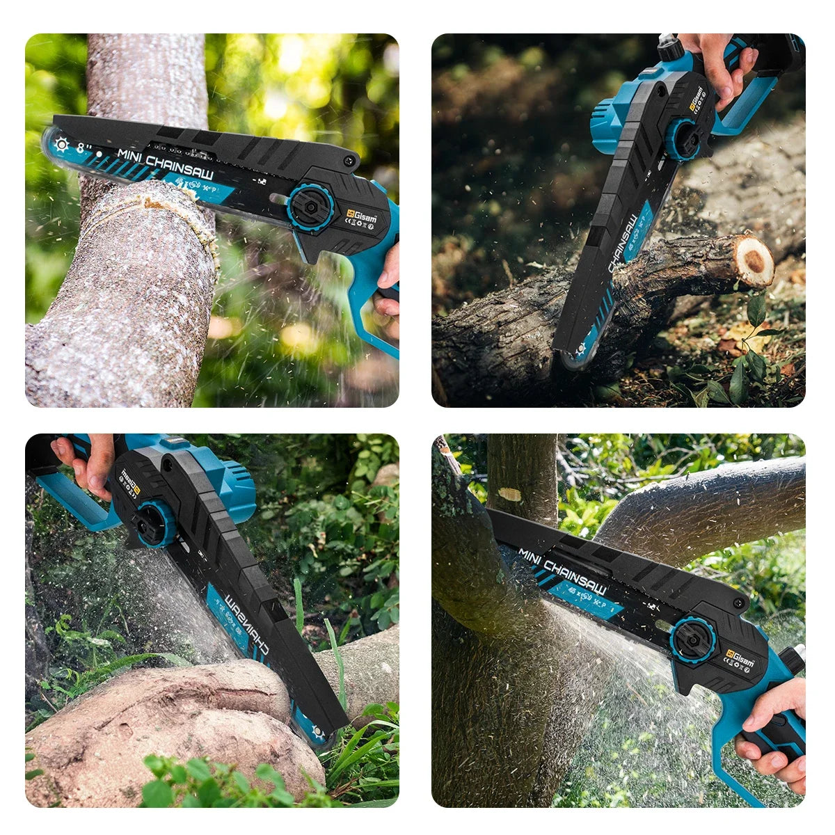 Gisam 8 Inch Brushless Electric Saw Cordless Handheld Garden Wood Logging Pruning Chainsaw Power Tools for Makita 18V Battery