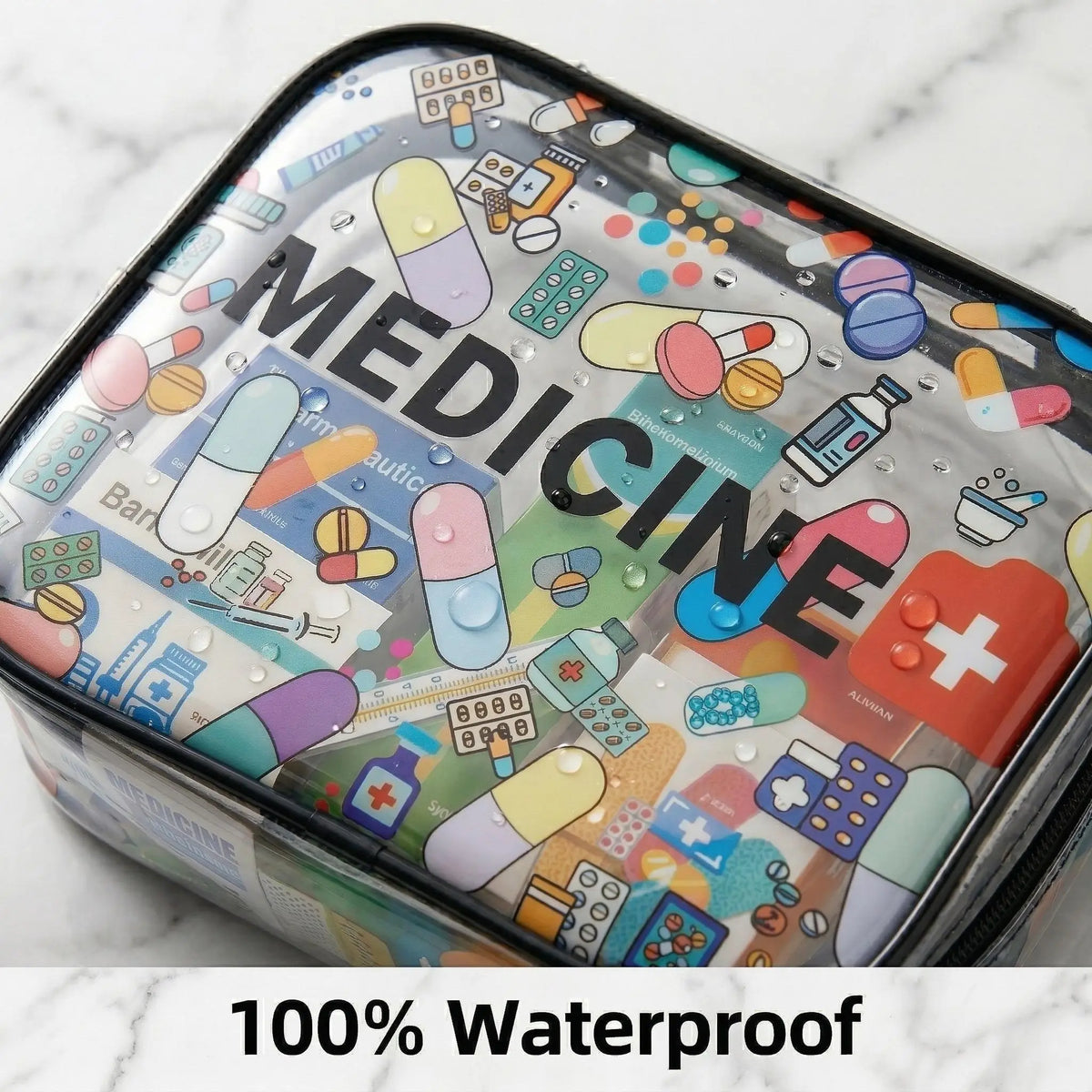 1PC Clear PVC Medicine Bag Travel First Aid Pouch Waterproof Transparent Cosmetic Makeup Organizer Zipper Toiletry Bag for Women