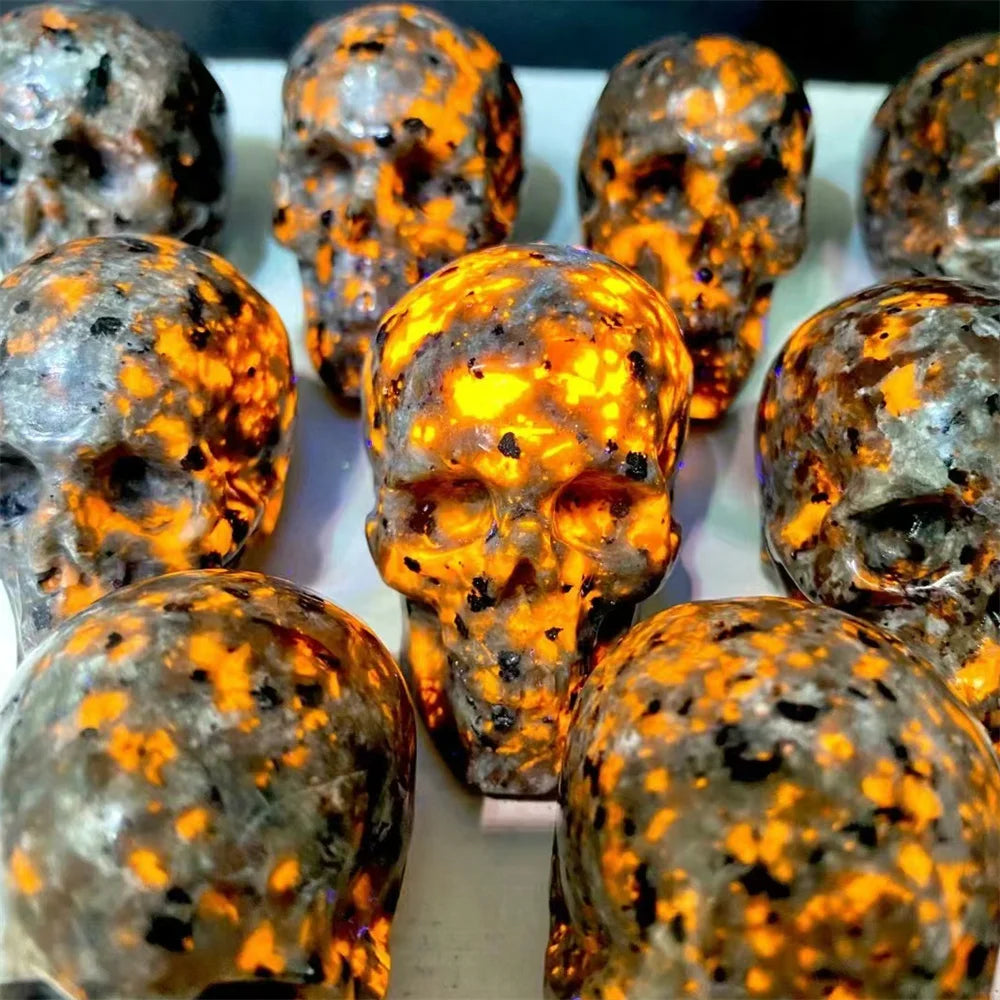 Natural Crystal Skull Ubrit Carved Skull Statue For Halloween Decoration Gift Craft Flint Statue Powerful Sorcery