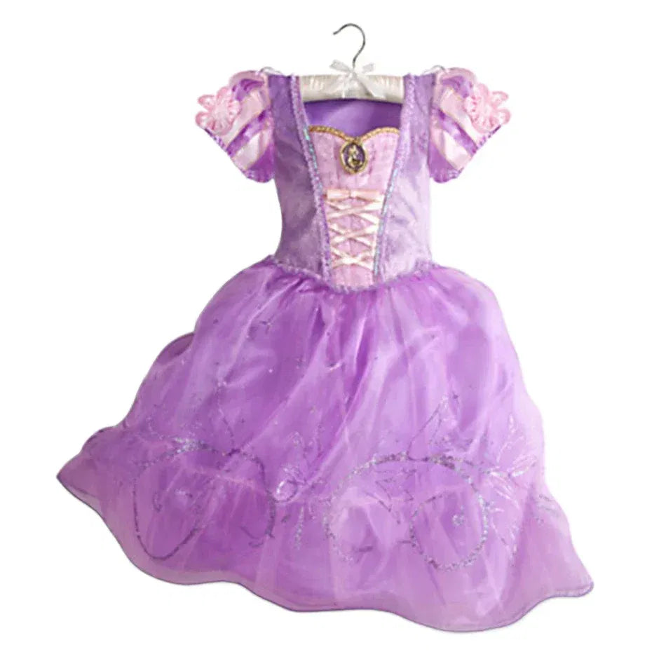 Kid Size: 2T, Color: Khaki - Belle Princess Dress for Girls Cosplay Beauty and The Beast Snow White Costumes Kids Halloween Carnival Birthday Clothes