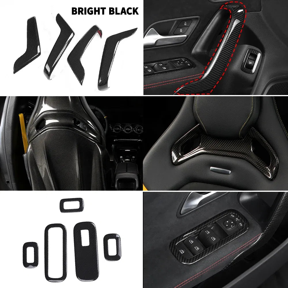 Color Name: Beige - Carbon Fiber Car Stickers For Mercedes Benz Accessories AMG/A Class/CLA 35 Center Console Gear Air Conditioning Outlet Cover