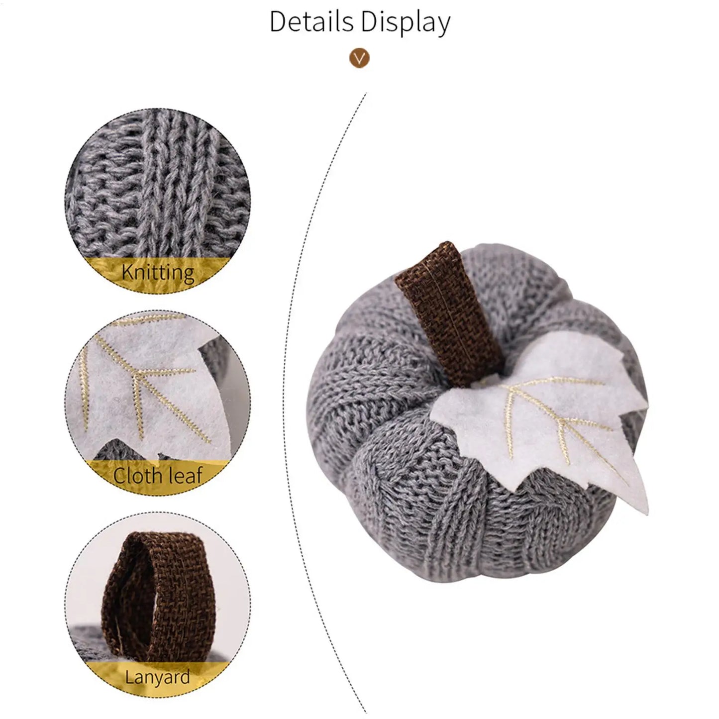 Knit Pumpkin for Autumn Decor Handcrafted Knitted Pumpkin Cozy Warm Soft Decorative Ornaments for Halloween Easter Thanksgiving