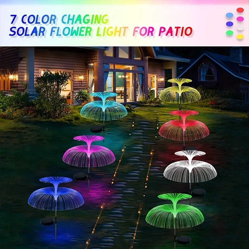 1 pack 1/2/3 Layer Solar Fountain Jellyfish Lights Christmas Tree Lights With Colorful Changing LED Halloween Decorations