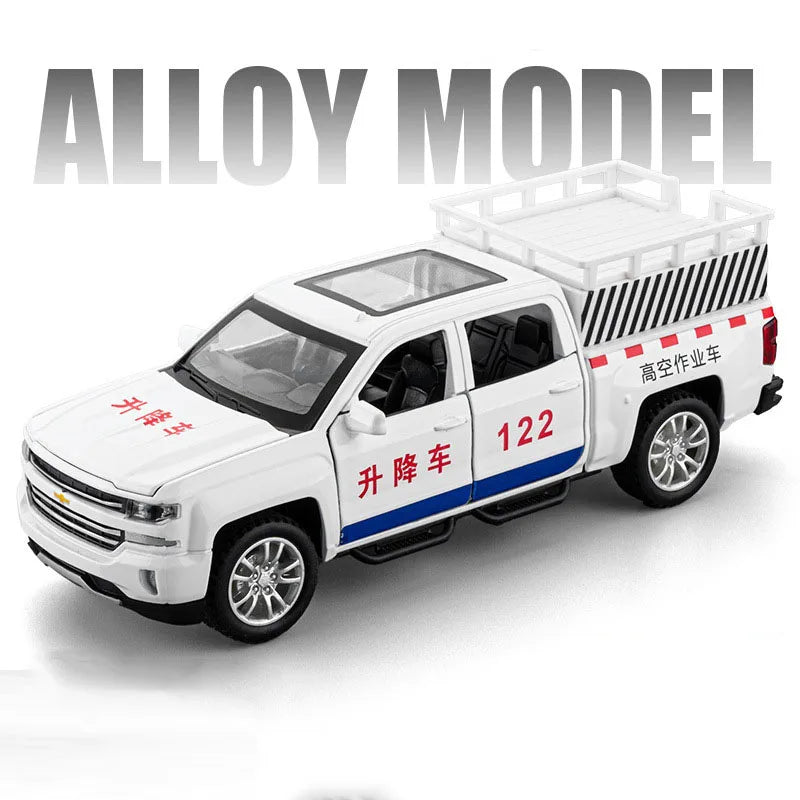 1/32 High Altitude Operation Lifting Car Car Model Alloy Diecast with Sound Light Pull Back Function Toy Vehicle Collect Gifts