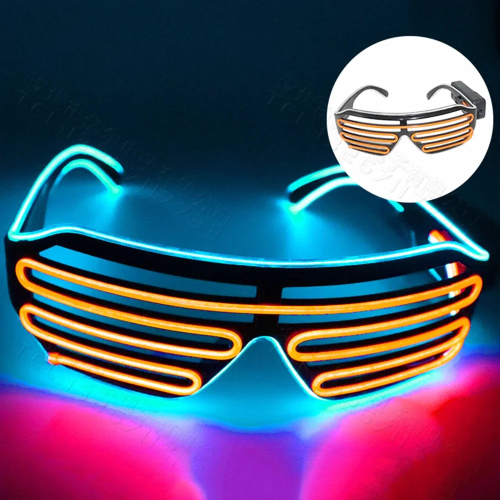 LED Wireless Glow-in-the-dark Glasses, Neon Twinkling Sunglasses, Suitable for Halloween, Christmas, Carnival Party