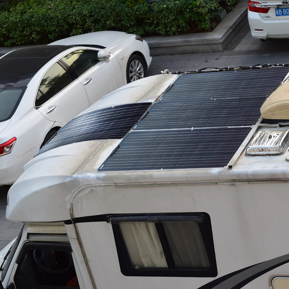 solar panel 200w 100w 12v battery charger flexible photovoltaic panel mono cell camper RV home roof balcony waterproof freeship