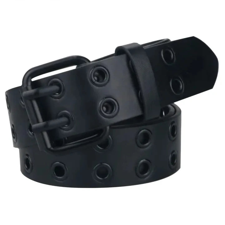 Women Punk Goth Belts Brand Leather Women Grunge Belt Halloween Double Pin Buckle Female Belt for Jeans Streetwear