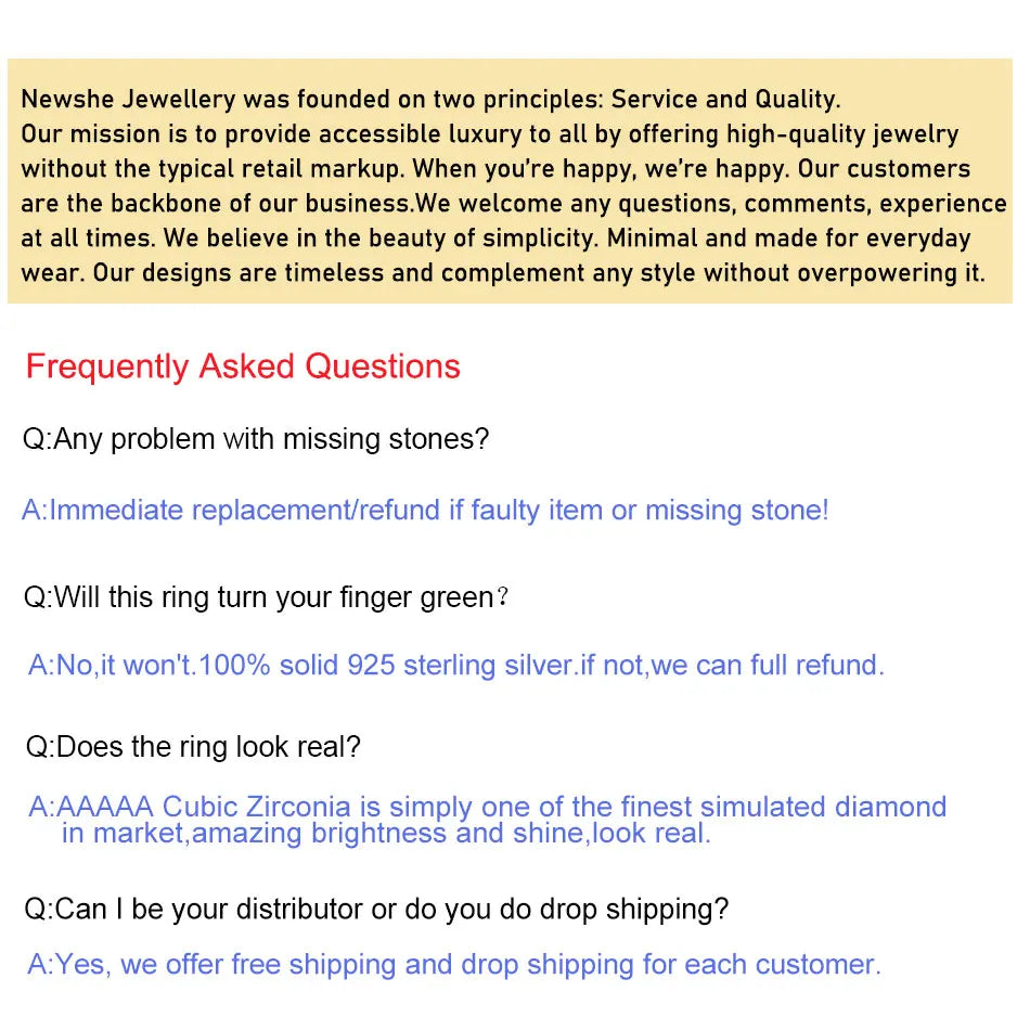 Newshe 2 Pcs Wedding Ring Set 925 Sterling Silver Solitaire Round CZ Engagement Rings for Women Luxury Jewelry