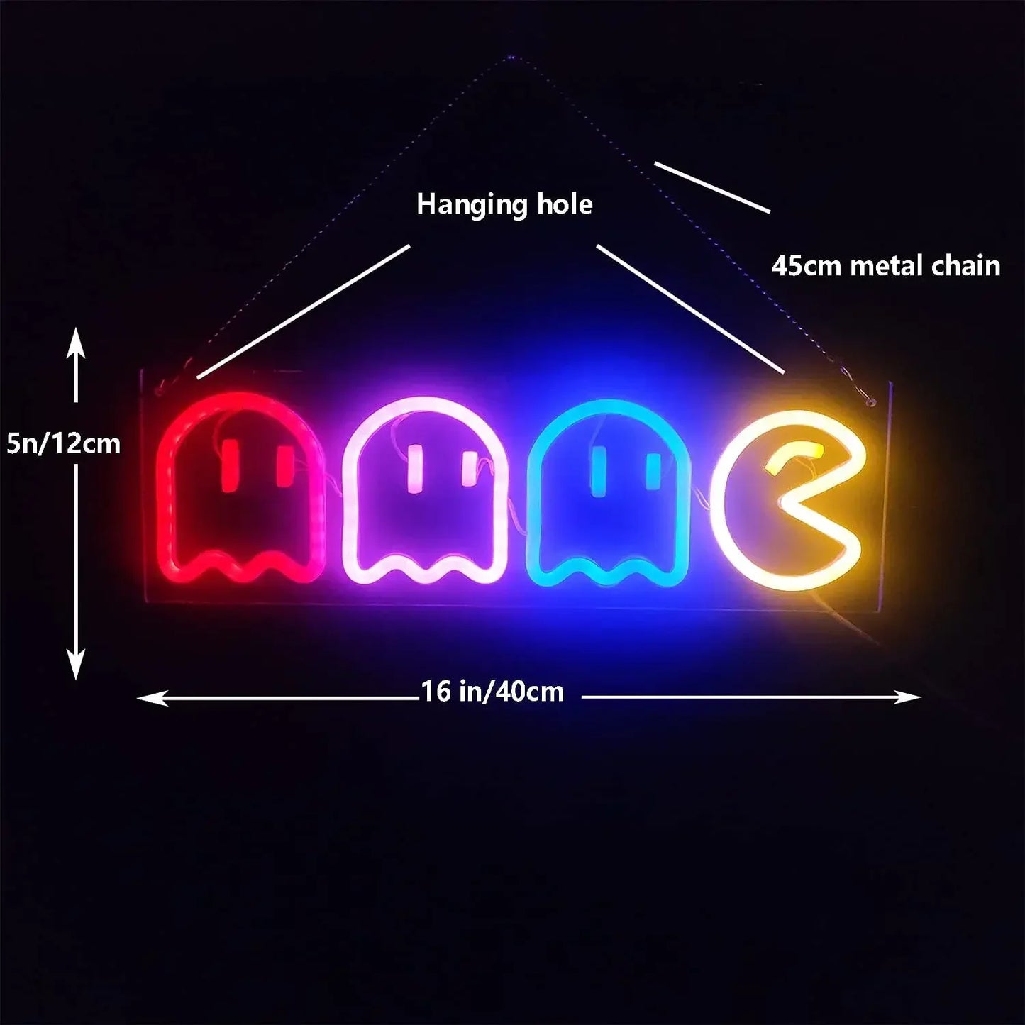 Ghost Neon Lights Decor Arcade for Game Room Decor Led Wall Sign Neon Sign for Bedroom Kids  Bar Halloween Party Christmas Gifts