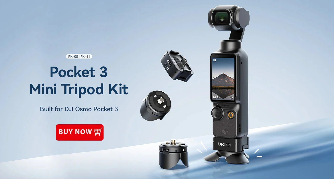 Ulanzi PK-06 Quick Release Expansion Adapter for DJI Osmo Pocket 3 Light Tripod Mount with Cold Shoe 1/4" Screw Accessories Kit