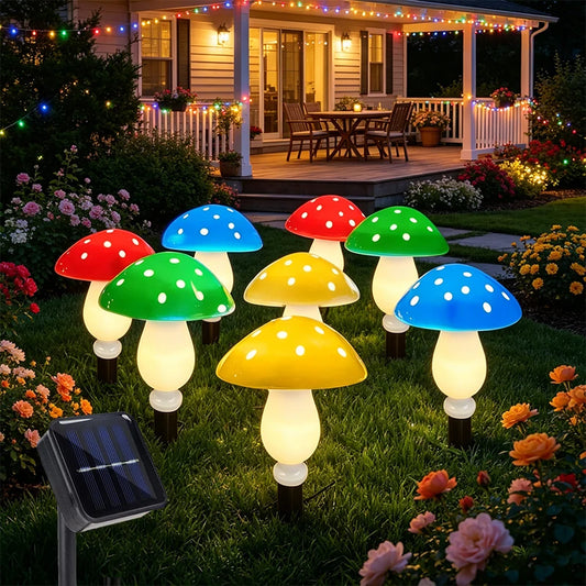 8Pcs Mushroom Solar Lights Garden Decorative Stake Lights with 8 Lighting Modes, LED Red Mushroom Solar Powered Lights For Outdoor Yard Patio Lawn Party & Holiday Decoration