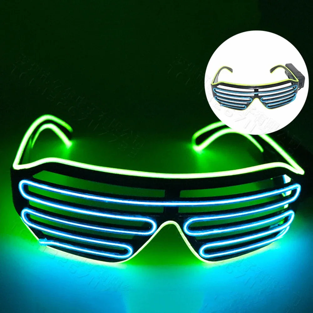LED Wireless Glow-in-the-dark Glasses, Neon Twinkling Sunglasses, Suitable for Halloween, Christmas, Carnival Party