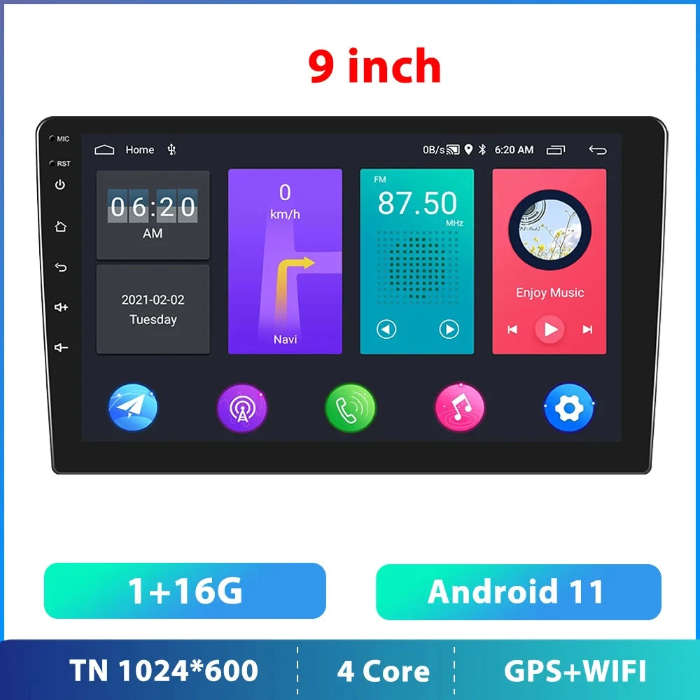 Podofo Car Radio Carplay Android 11 2 Din Android Wifi Universal 7/9/10" Car Multimedia Player For Volkswagen Nissan Toyota Kia