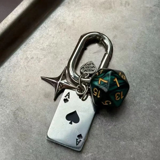 Red Heart a Dice Keychain Bag Charms Couple Car Keyring Fashion Irregular Accessory Backpack Decoration Gift