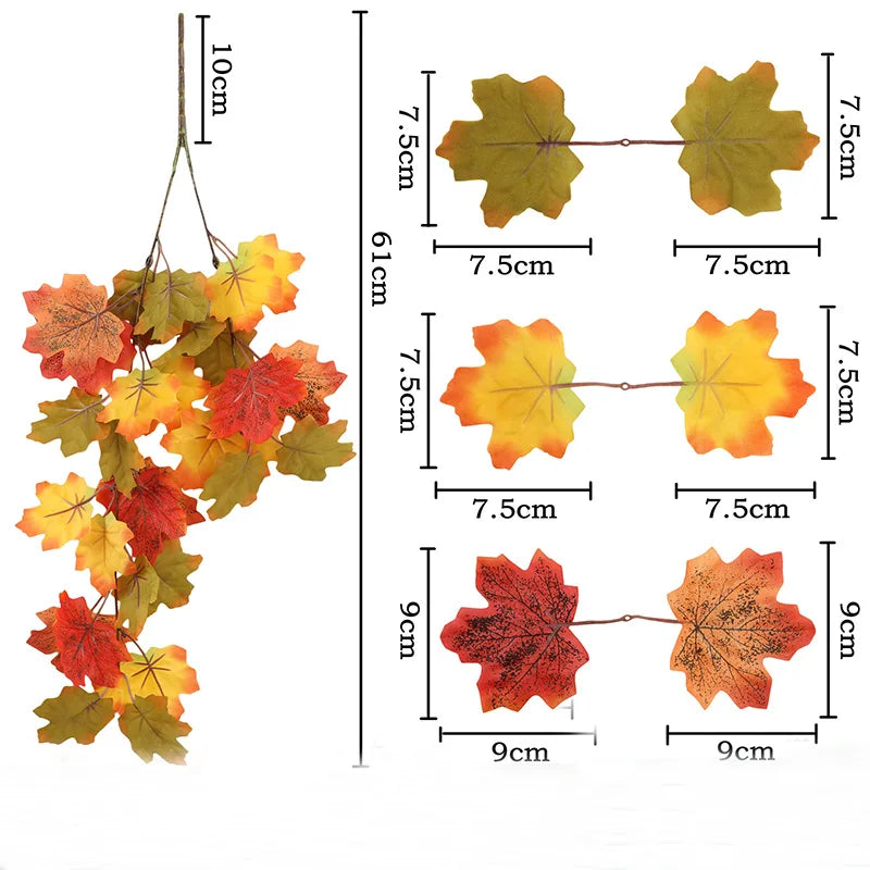 1Pcs Artificial Maple Leaf Garland 75cm Fake Plant Leaves for Home Decor Garden Halloween Thanksgiving Decoration Accessories