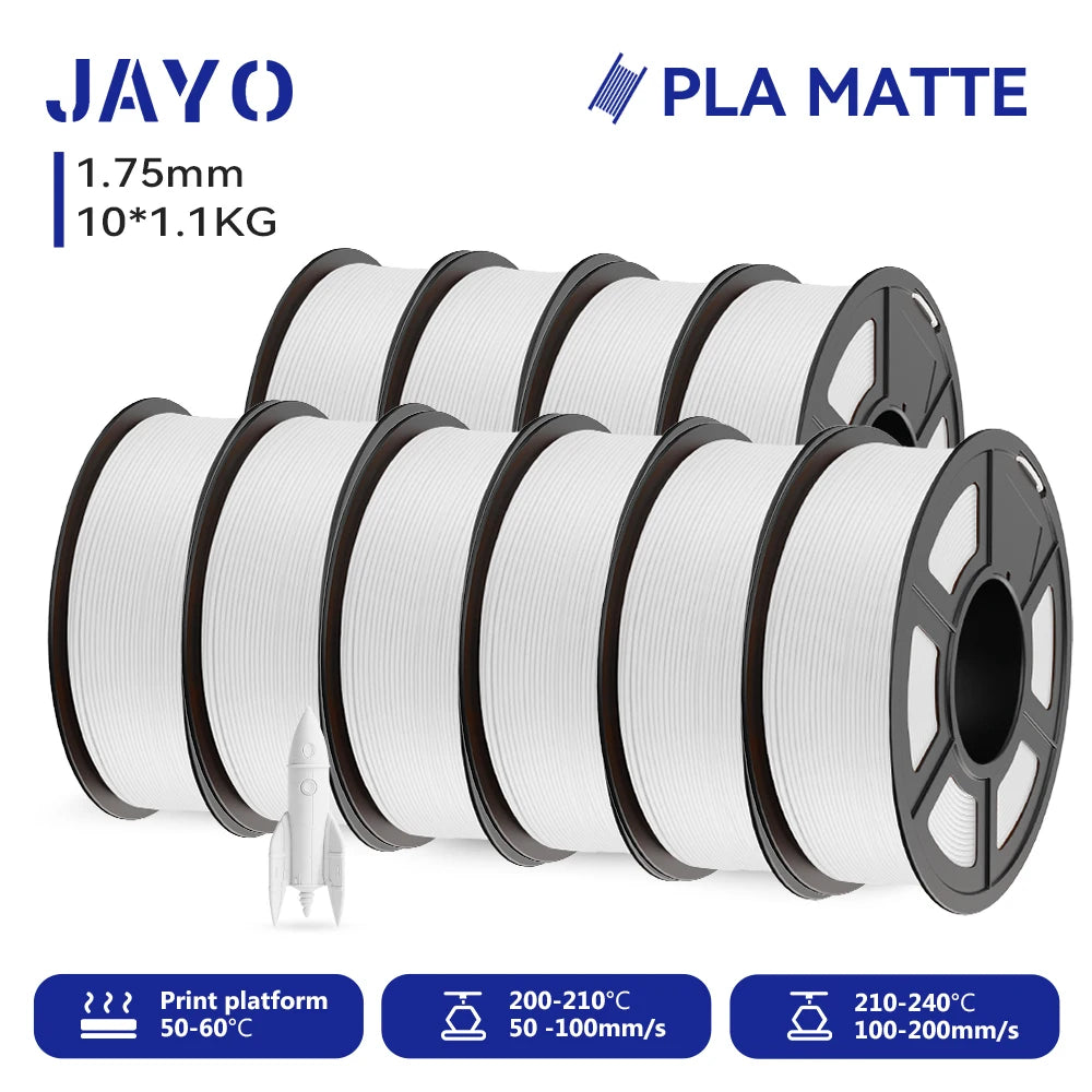 JAYO PLA Matte 3D Printer Filament 1.75mm+/-0.02mm 5/10Rolls 100% No Bubble Non-toxic3D Printing Materials for 3D Printer& Pen