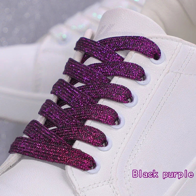 Colorful Flat Shoe laces Fashion Glitter Shoelaces for Athletic Running Sneakers Shoes Boot 1 CM Width Shoelace Strings 20 Color