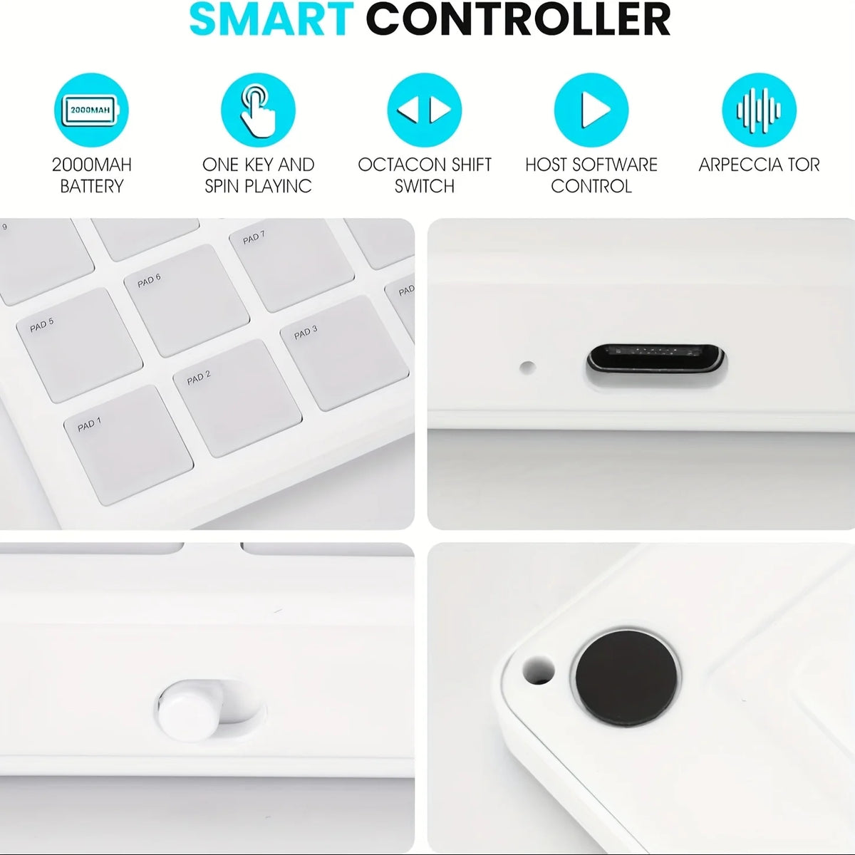 M-VAVE 16-Key RGB Backlit MIDI Pad—Portable Music Production Controller Available in Black and White—Music Production, Electronic Drum Triggering, and DJ Equipment