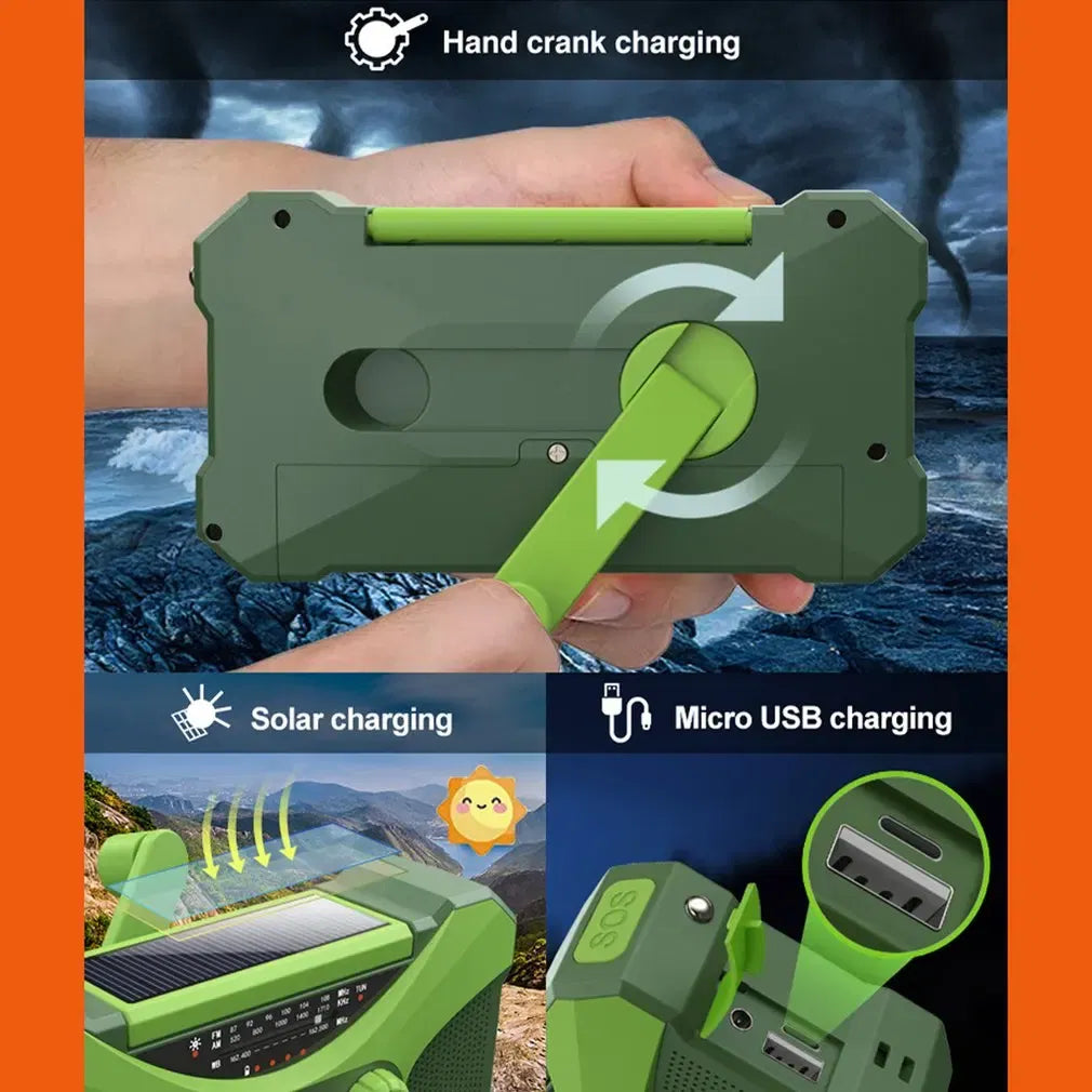 Color: black, Ships From: CHINA - New! 10000mAh Emergency Radio Portable AM FM WB NOAA Solar Hand Crank Radios Weather Radio LED Flashlight SOS Alarm Power Bank .