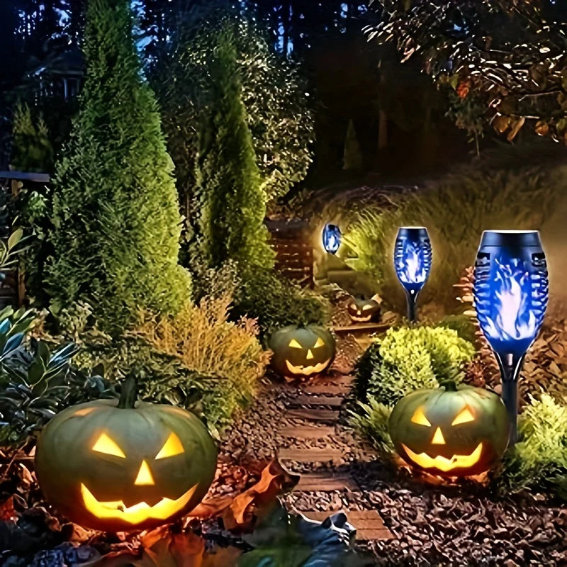 12LED Solar Flame Halloween Exclusive Torch Light Flickering Lamp Waterproof Garden Decoration Outdoor Lawn Path Yard Floor Lamp