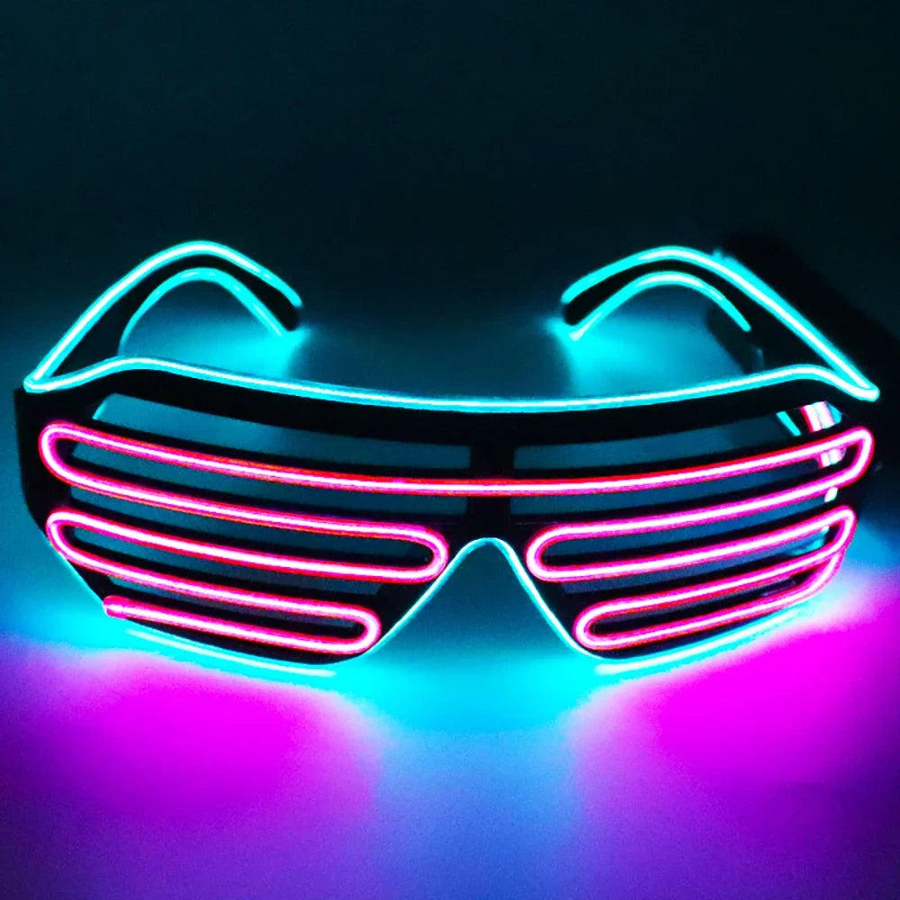 LED Wireless Glow-in-the-dark Glasses, Neon Twinkling Sunglasses, Suitable for Halloween, Christmas, Carnival Party