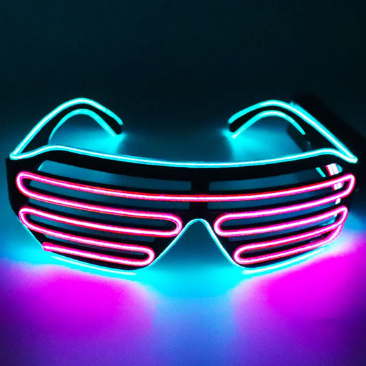 LED Wireless Glow-in-the-dark Glasses, Neon Twinkling Sunglasses, Suitable for Halloween, Christmas, Carnival Party