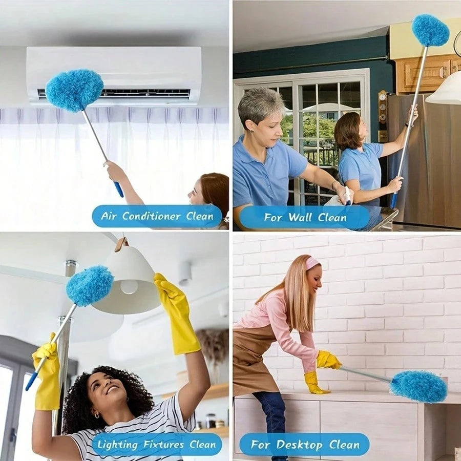 2PCS Long-Handled Microfiber Ceiling Fan Duster - Dust-Locking, Reusable, Effortless Cleaning Brush -Ideal For RVs & Home Use
