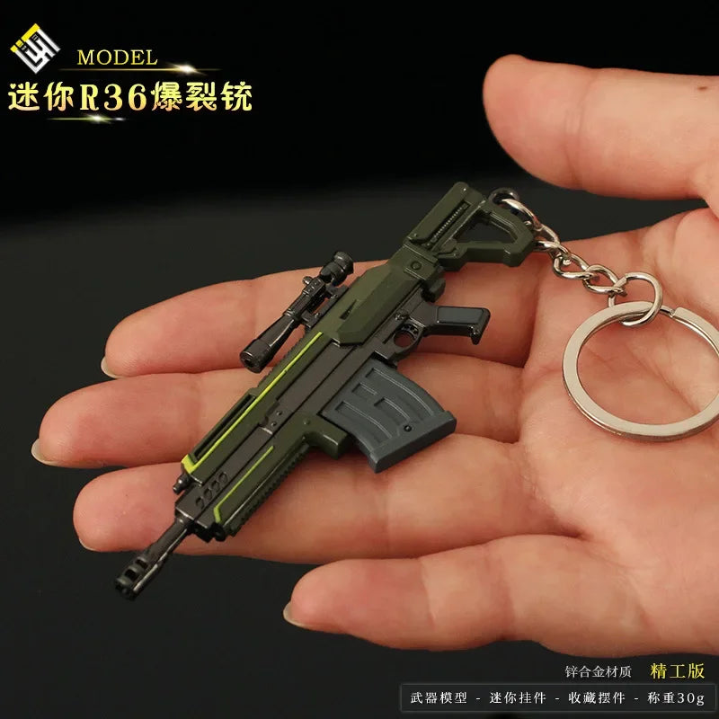 Helldiver 2 Guns Series 9cm Mini R-36 Gun Keychains Alloy Model Pocket Weapon Accessories Bag Key Ring Metal Toys Gifts Boys
