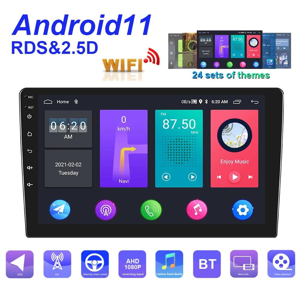 Podofo Car Radio Carplay Android 11 2 Din Android Wifi Universal 7/9/10" Car Multimedia Player For Volkswagen Nissan Toyota Kia