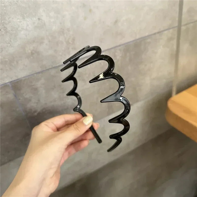 Women Wave Headband, Solid Color Toothed Non Slip Hair Band, Girls Face Washing Sports Hairband, Hair Accessories