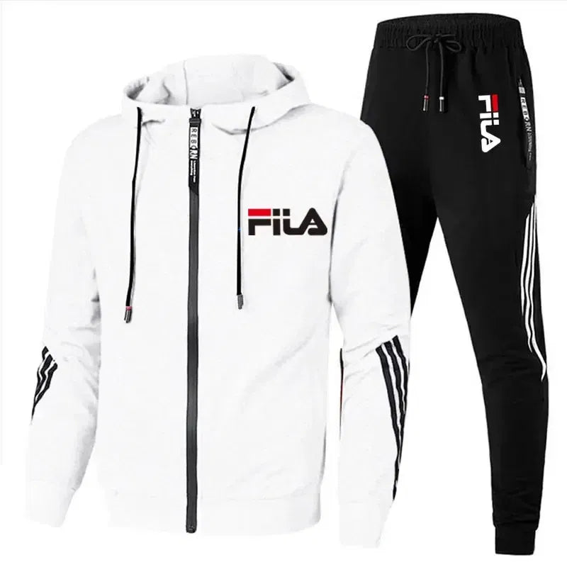 Color: Pink, Size: M, Ships From: CHINA - Men's spring and Fall outdoor zipper jacket + sweatpants jogging set Casual basketball fitness two-piece set