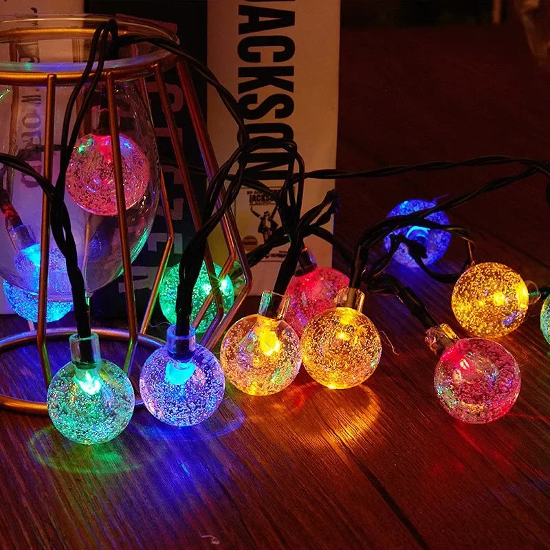 Solar String Lights Outdoor 100 LED Crystal Globe Light Waterproof Solar Fairy Light for Christmas Halloween Party Festoon Decor