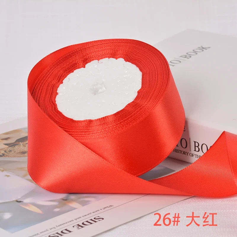 6-10-12-15-20-25-40mm Satin Ribbons for Wedding Birthday Party Gift Wrapping Tape Christmas Halloween DIY Crafts Handmade Ribbon