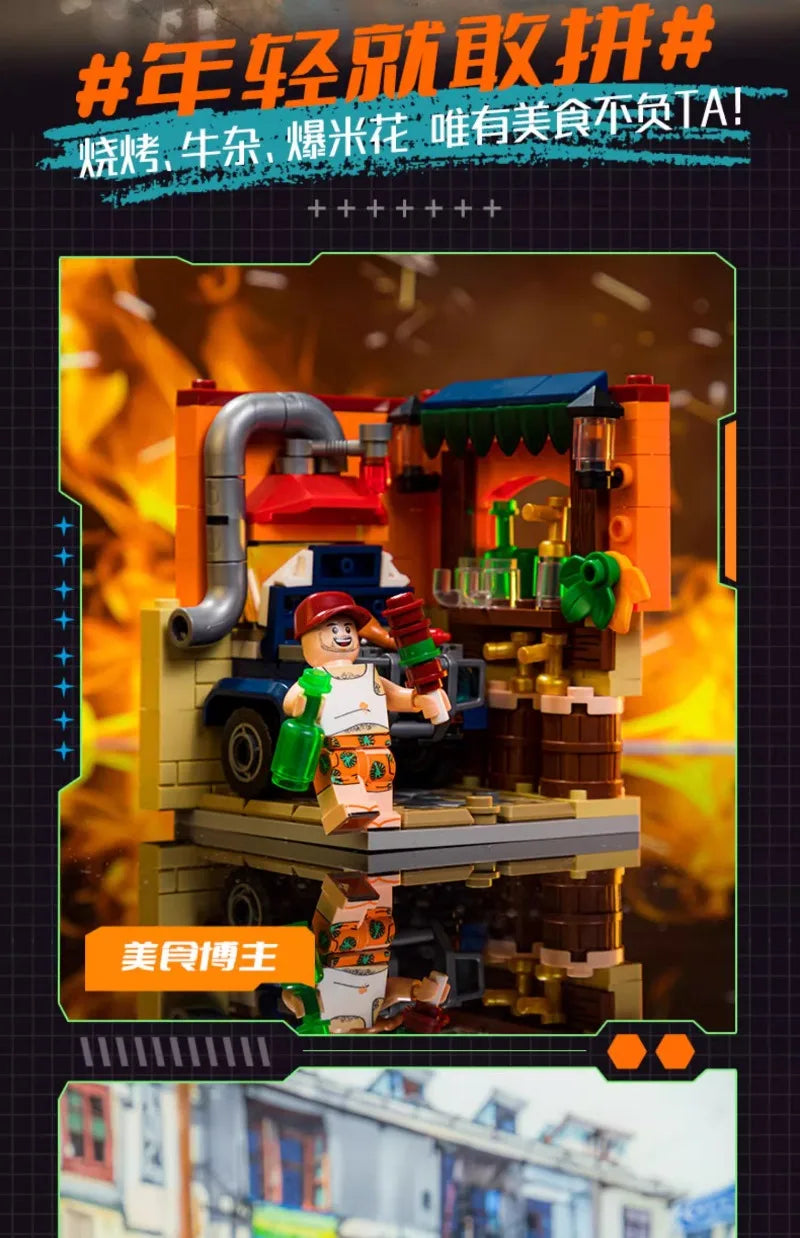 Scene Building Blocks Mini Small Particles Surfing Adventure Exploration Series Model Ornaments Splicing Toys Halloween Gift