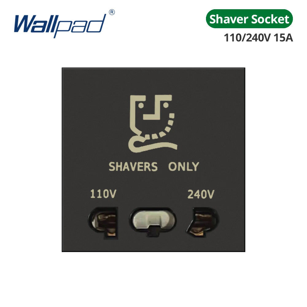 Wallpad Black DIY Module Acrylic Panel With Gold Border Wall Power Socket Electrical Outlet S6 Function Key Free Combination