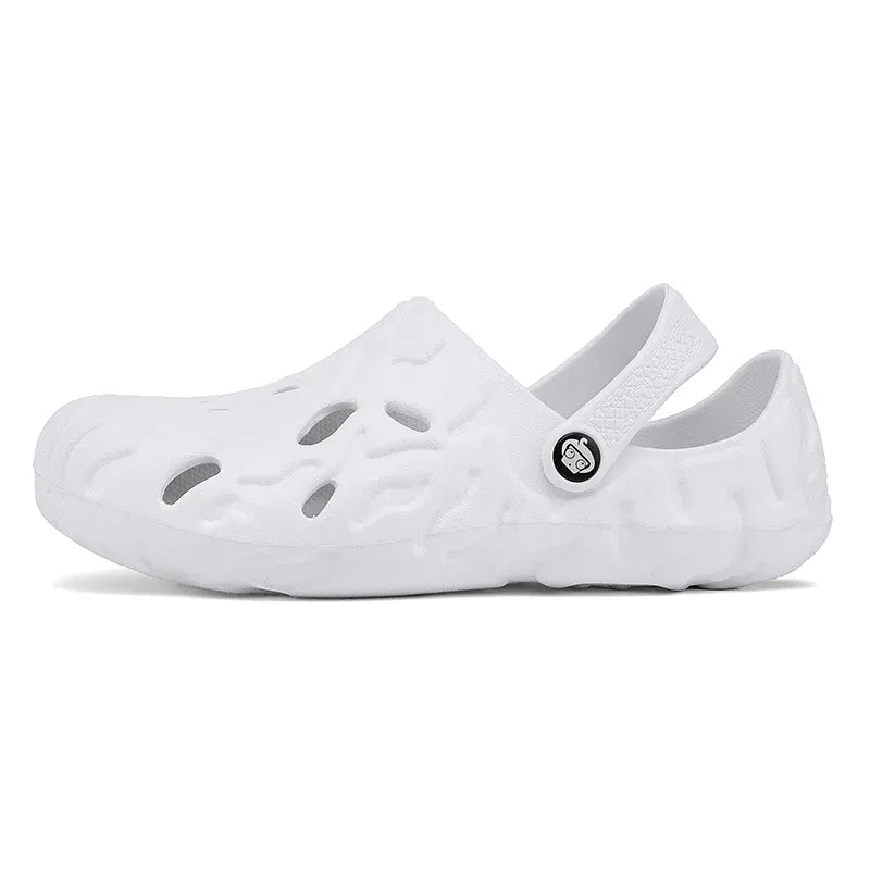 Color: black, Shoe Size: 45 - Men Summer Slippers Thick Sole Mens Clogs Sandals Hollow Breathable Flip Flops Sandals Shoes Fashion Beach Slippers
