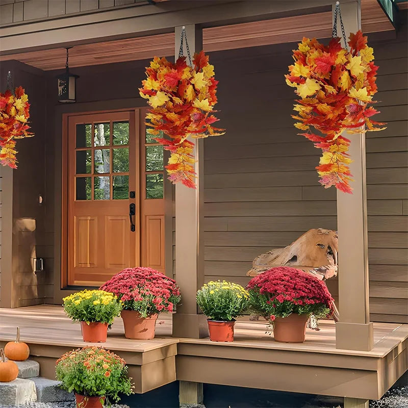 1Pcs Artificial Maple Leaf Garland 75cm Fake Plant Leaves for Home Decor Garden Halloween Thanksgiving Decoration Accessories