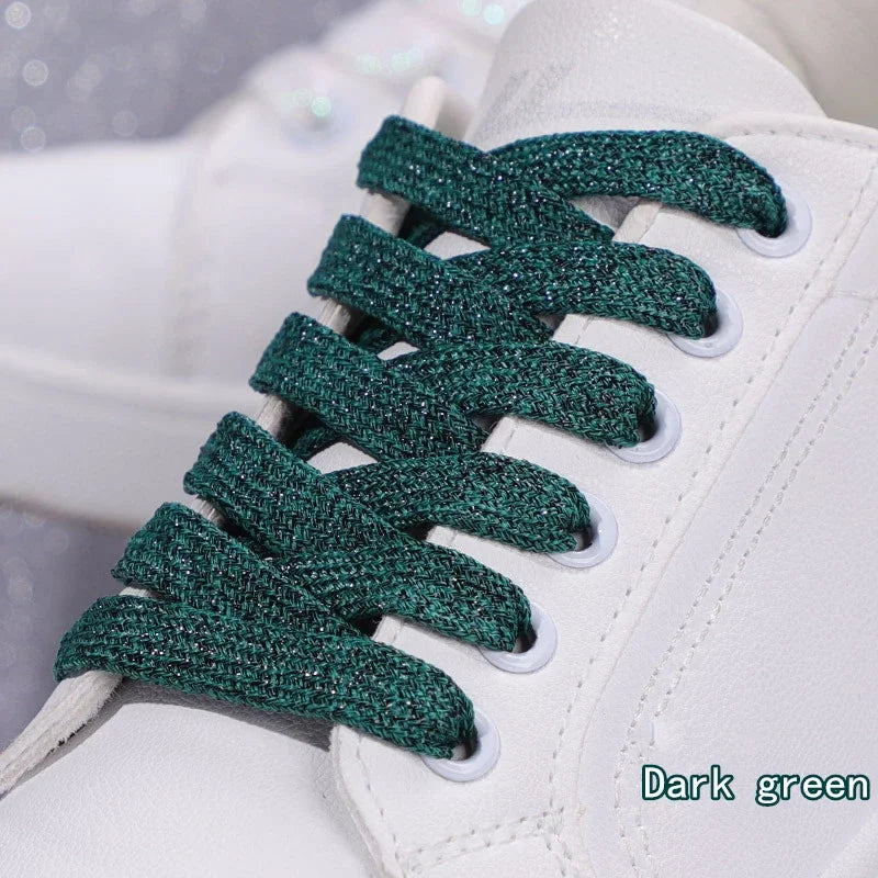 Colorful Flat Shoe laces Fashion Glitter Shoelaces for Athletic Running Sneakers Shoes Boot 1 CM Width Shoelace Strings 20 Color