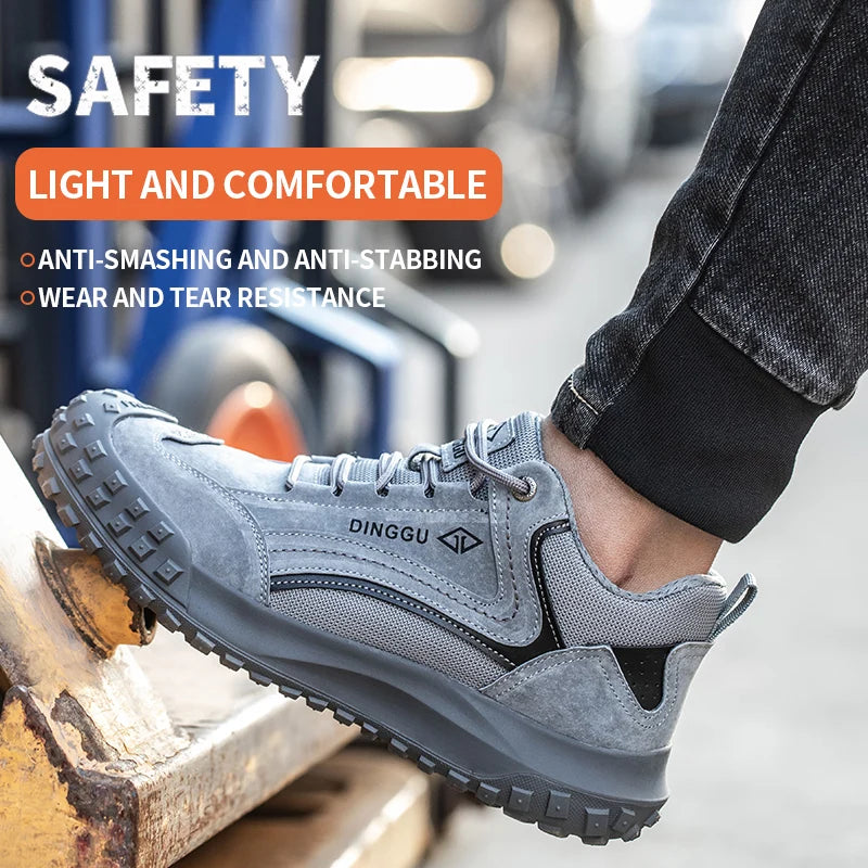 All-Season Men's Functional Work Shoes, Anti-Smashing, Wear-Resistant, Safety Labor Protection Shoes for Construction Sites and Workshops, Anti Smashing, Anti Piercing, Wear-Resistant Shoes with Steel Toe Caps, Safety Work Sh