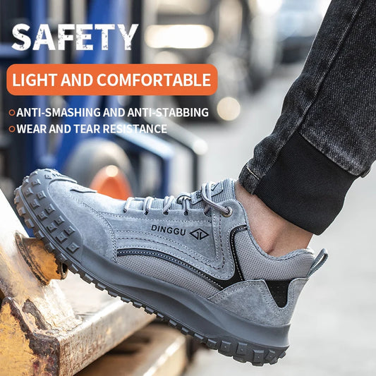 All-Season Men's Functional Work Shoes, Anti-Smashing, Wear-Resistant, Safety Labor Protection Shoes for Construction Sites and Workshops, Anti Smashing, Anti Piercing, Wear-Resistant Shoes with Steel Toe Caps, Safety Work Sh