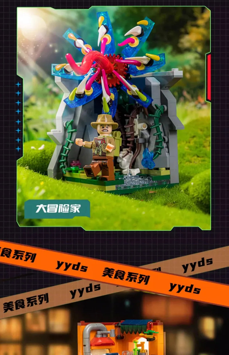 Scene Building Blocks Mini Small Particles Surfing Adventure Exploration Series Model Ornaments Splicing Toys Halloween Gift