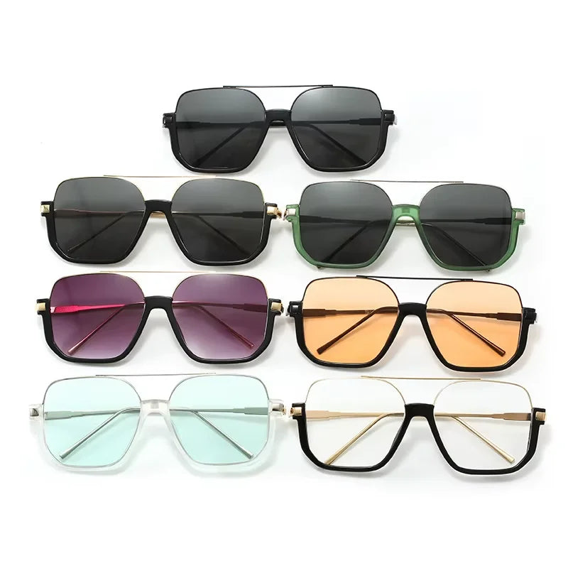 2026 New Man Woman Sun Glasses High Quality UV400 Sunglasses Unisex Double Beam Design Half-Frame Sunnies Fashion Versatile Shade