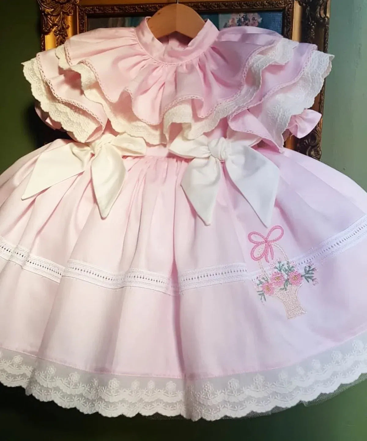 Kid Size: 4T - 0-12Y Baby Girl Summer Flower Embroidery Pink Turkish Vintage Ball Gown Princess Dress for Easter Eid Birthday Party