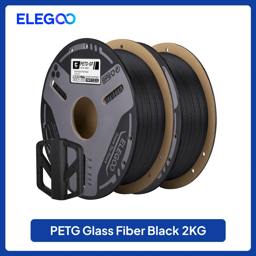 ELEGOO PETG-GF Glass Fiber Filament 1.75mm Gray 1KG,High Stiffness,Electrical Insulation,Fits for Most FDM 3D Printers